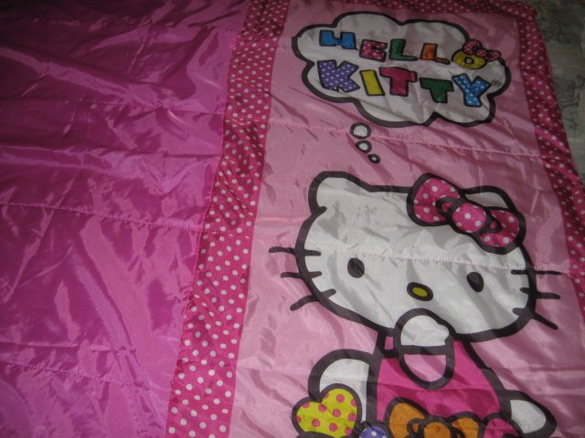 Image 0 of Sanrio Hello Kitty pink gently used 2014 sleeping bag with polkadots 28