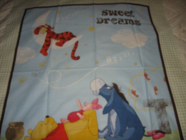 Image 0 of Disney Tigger Piglet Pooh Eeyore cotton fabric Quilt top or wall panel to Sew