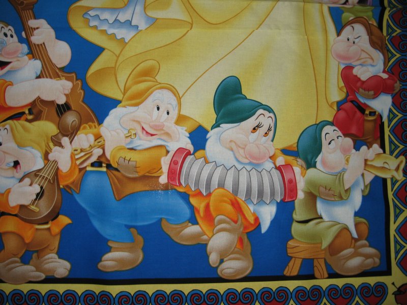 Image 2 of Disney Snow White and 7 Dwarfs Cotton Fabric wall or crib Panel to Sew