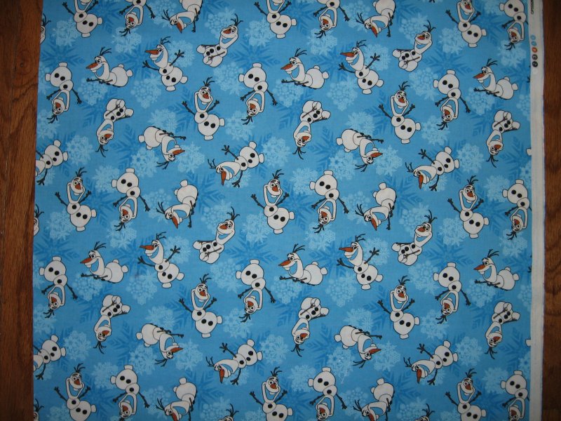 Disney Frozen Olaf Snowman blue cotton fabric by the yard  to Sew