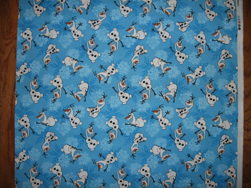 Image 0 of Disney Frozen Olaf Snowman blue cotton fabric by the yard  to Sew