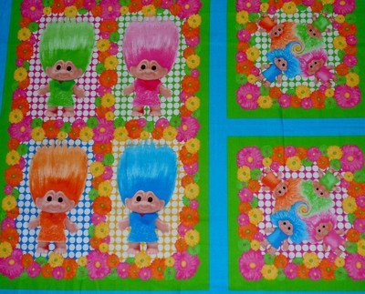 Image 0 of Fabric Wall Pillow Panel set Troll Doll Company dots flowers Fabric RARE  2006