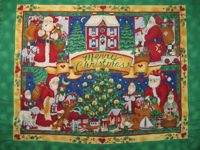 Santa Vintage look Toys Presents Fabric wall panel to sew /