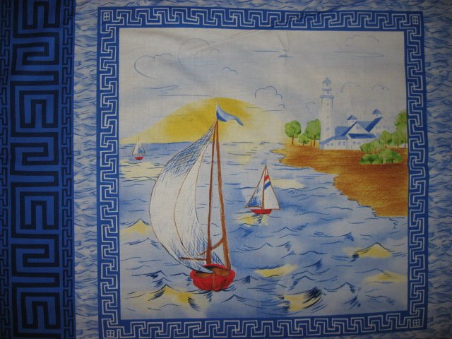 Image 2 of Sailboat Tropical Island Ocean Scene  Fabric pillow panels set of four 