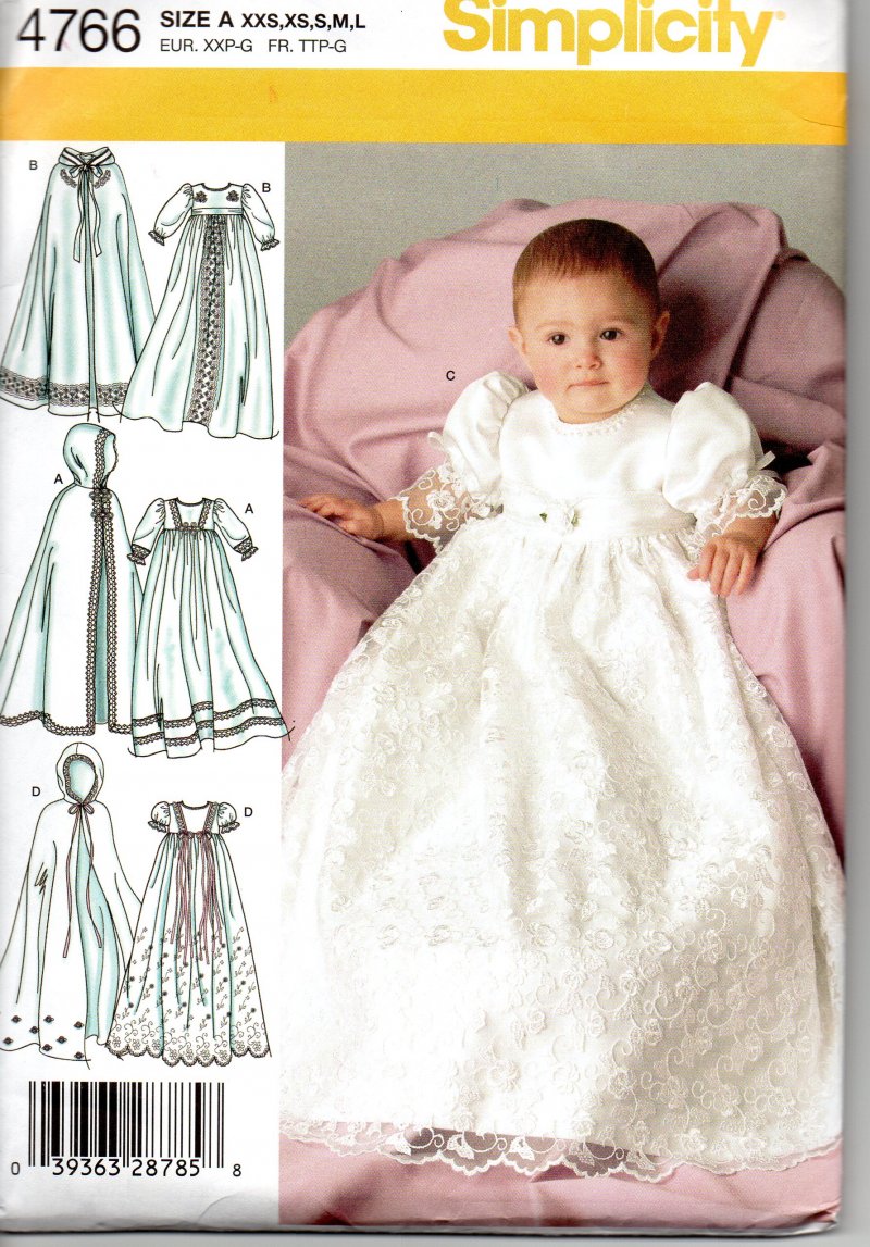 Image 0 of Simplicity 4766 pattern babies' christening dress cape perfect Free Shipp