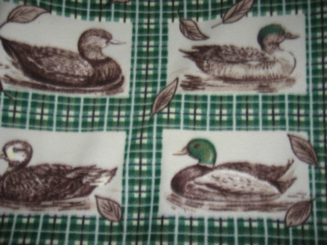 Mallard duck on Green Plaid fleece blanket