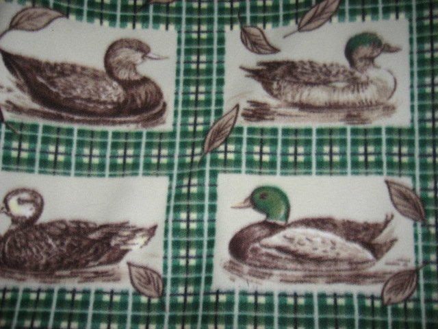 Image 0 of Mallard duck on Green Plaid fleece blanket