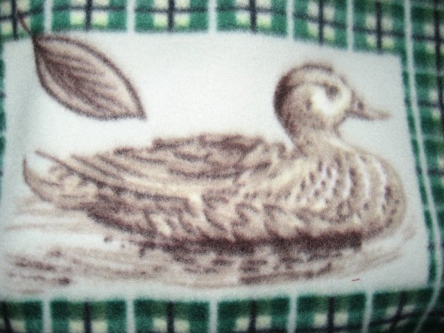 Image 2 of Mallard duck on Green Plaid fleece blanket