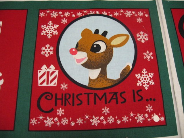 Image 1 of Rudolph The Red Nose Reindeer Letters baby Soft book fabric Panel to Sew /