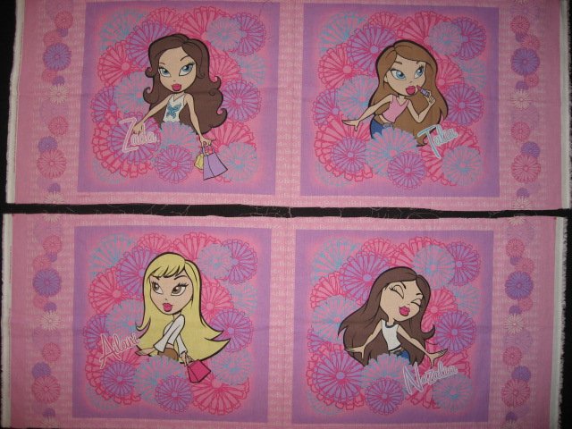 Lil Bratz Girls Dolls Fabric pillow panels set of four to sew