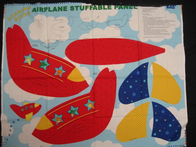 Animal Airplane Stuffable fabric panel to sew
