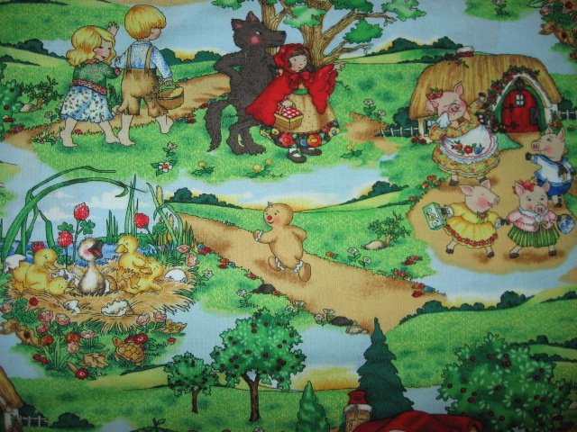 Mary Engelbreit Storybook Riding Hood Hansel Gretel fabric  22inX44in 