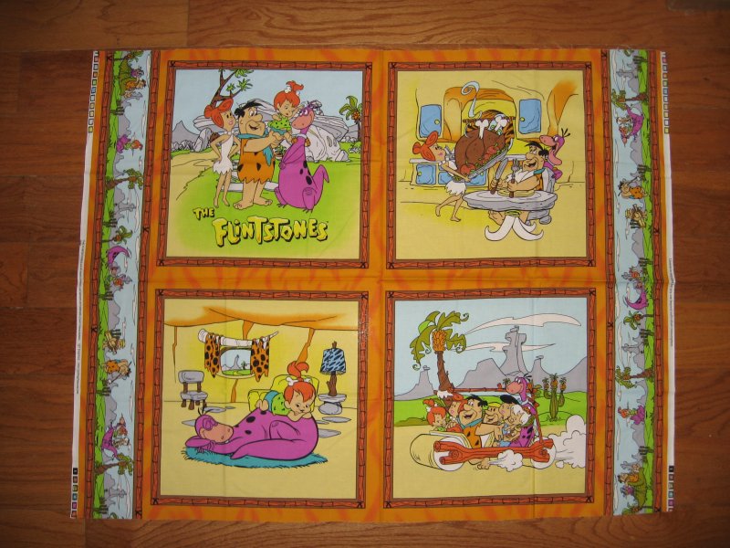Flintstones Fabric pillow panel set to sew Rare