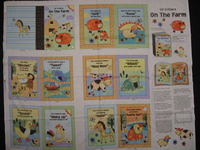 Image 0 of On the Farm baby Soft book fabric Panel To Sew Animals Dog Cat Cow Pig