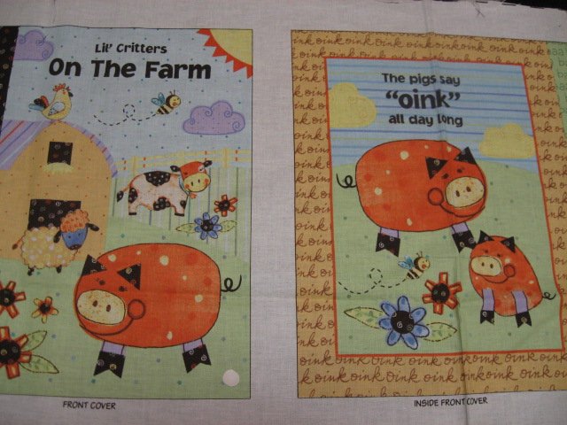 Image 1 of On the Farm baby Soft book fabric Panel To Sew Animals Dog Cat Cow Pig