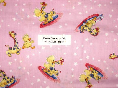 Suzy's Zoo Witzy Duck Patches Giraffe Star Licensed Pink Fabric By The 1/2 Yard 