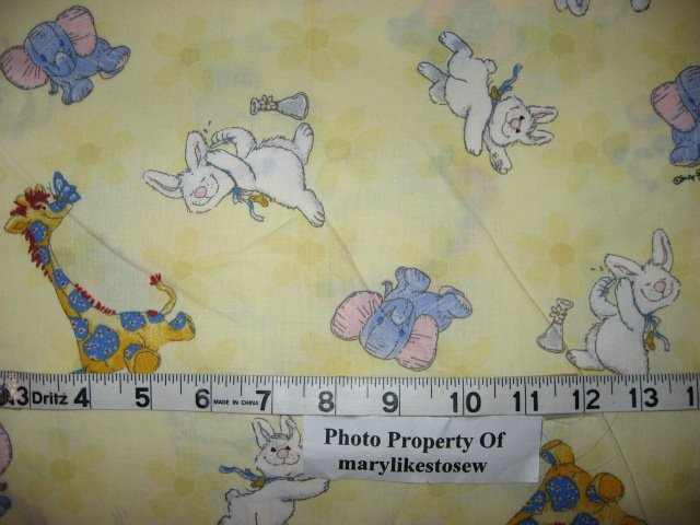 Image 0 of Licensed Suzy's zoo Patches Giraffe Bunny and Elephant fabric By the Yard RARE!
