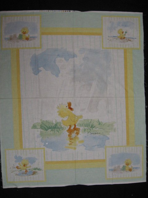 Image 1 of Suzy's Zoo Witzy the Duck Raindrop throw fabric panel to sew