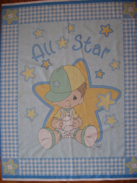 Precious Moments Boy All Star Baseball Hat  Fabric  Panel to sew rare