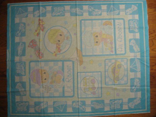 Precious Moments Little Boy Toy Train Race Car Crib Quilt Fabric Panel To Sew 