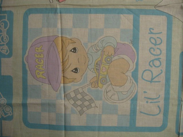 Image 1 of Precious Moments Little Boy Toy Train Race Car Crib Quilt Fabric Panel To Sew 
