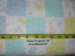 Thumbnail of Squares of little animals Pastel baby flannel by the yard