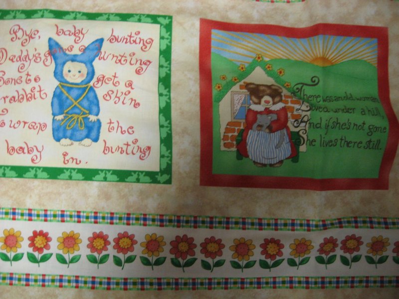 Image 1 of Fabric pillow panels set of Six small Nursery Rhymes to sew Rare