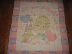Thumbnail of Crib Quilt Fabric Panel Precious Moments Girl PRINCESS RARE to sew