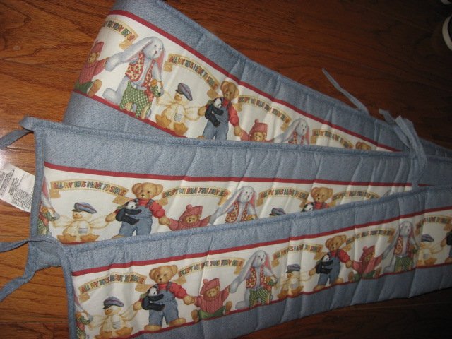 Image 1 of Daisy Kingdom Blue Jean Teddy Panda finished baby crib quilt and 152