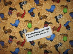 Thumbnail of FLANNEL BEIGE COTTON FABRIC  Cowboy boots SOFT NEW By the yard