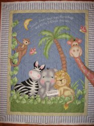 Thumbnail of CRIB PANEL Bazooples Giraffe Zebra Monkey Lion Elephant Butterfly Quilted To Sew
