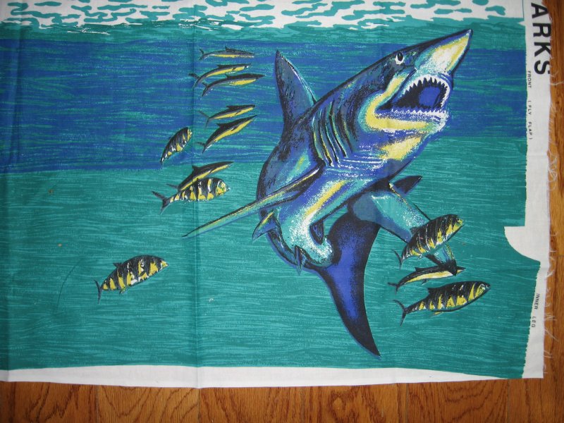 Baby Shark not licensed ADULT shorts fabric panel  M L XL  to sew Rare