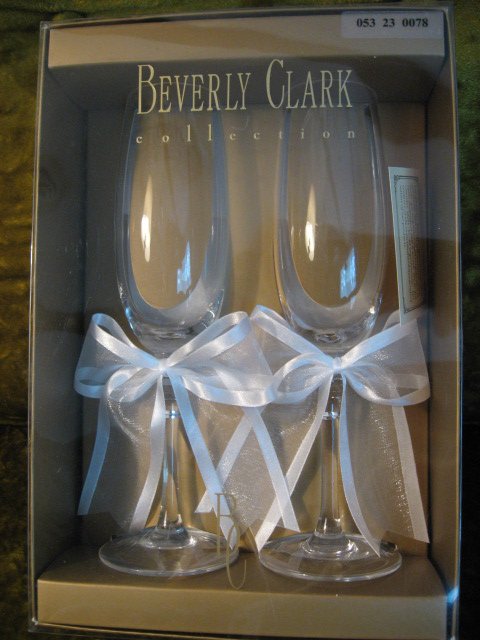 Lead Crystal Wedding Champagne Toasting Glasses 9 tall Beverly Clark Collection