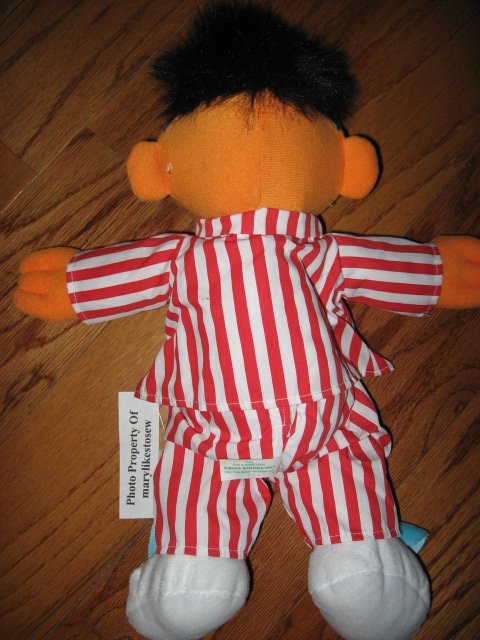 Image 1 of Sesame Street Ernie Talking Singing Snoring with Bunny Slippers Toy Doll /