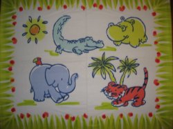 Thumbnail of Elephants Hippos Tigers Aligators or crocodiles Child bed size fleece blanket