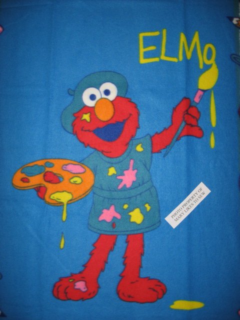 Image 0 of Sesame Street Elmo the painter Very Rare piece Child bed size fleece blanket