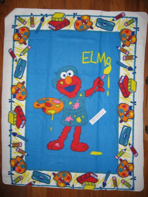 Image 1 of Sesame Street Elmo the painter Very Rare piece Child bed size fleece blanket