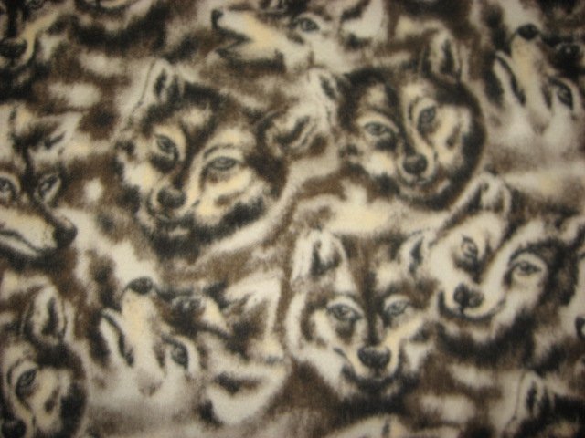 Image 0 of Wolf Wolves Wild Dog Faces fleece by the yard to make a tie blanket or sew 