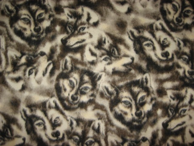 Image 1 of Wolf Wolves Wild Dog Faces fleece by the yard to make a tie blanket or sew 
