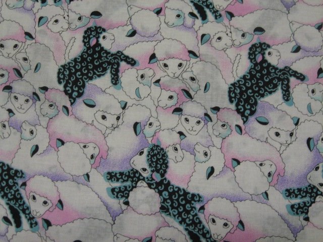 Lambs and black sheep Farm Country  Cotton Quilt Sewing Fabric by the yard /