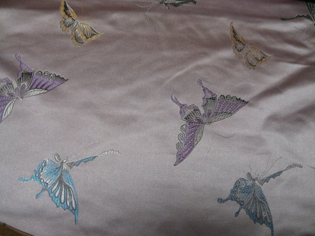 Image 1 of Brocade Butterflies Polyester Nylon Sewing Fabric useable backside by the yard