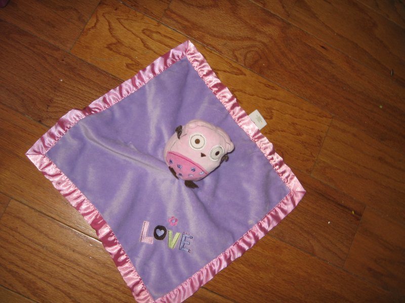 Image 0 of Pig Lovey Security Blanket lilac w/satin binding 