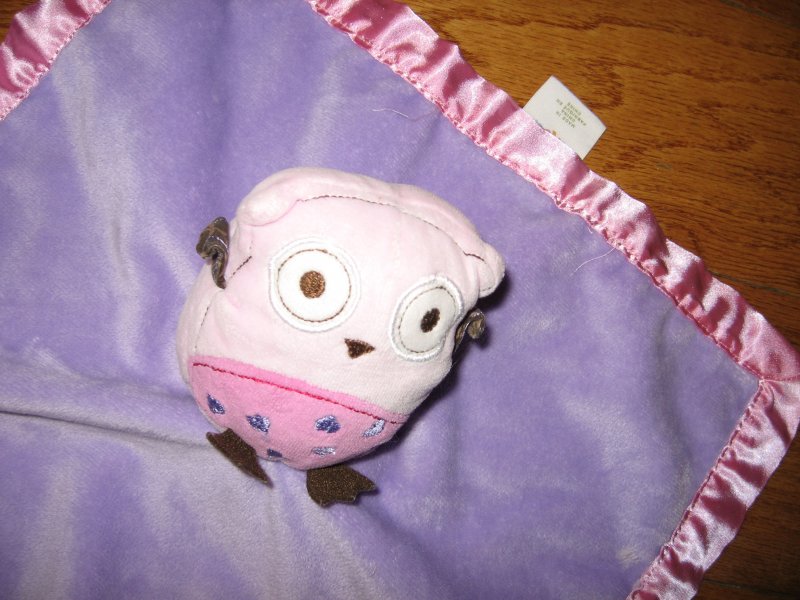 Image 1 of Pig Lovey Security Blanket lilac w/satin binding 