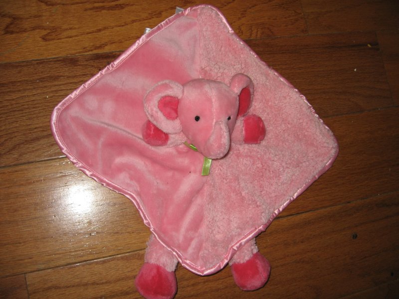 Image 0 of Elephant Lovey Security Blanket lilac with satin binding 