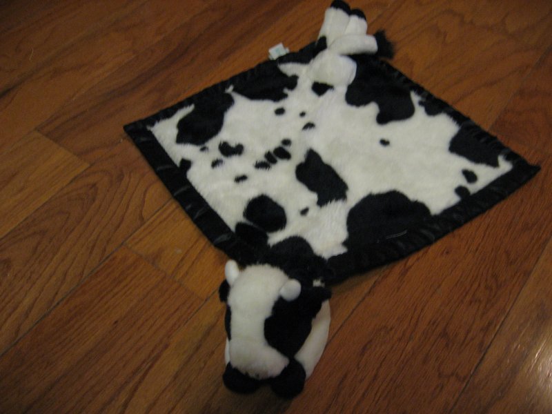 Image 0 of Gracie the Cow Farm My Banky large Lovey Security Blanket w/satin binding 