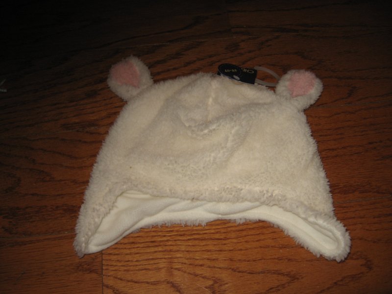 Image 0 of Winter CHEROKEE - infant polyster fleece sheep Hat W/ Ears NWT super soft /