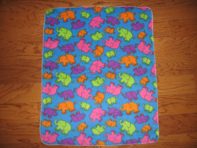 Image 0 of Elephant  fleece blanket baby toddler jungle animal neon 28 X30