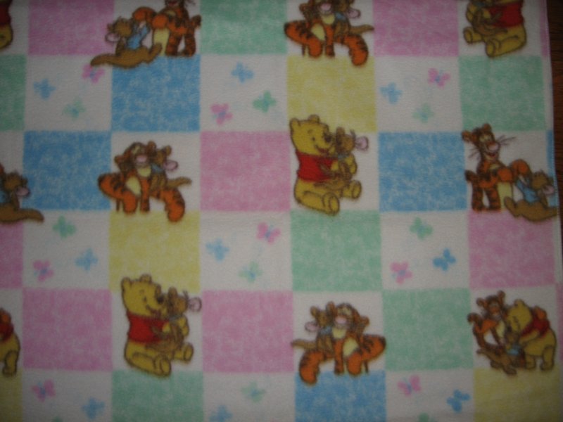 Winnie The Pooh and Tigger pastel squares fleece blanket