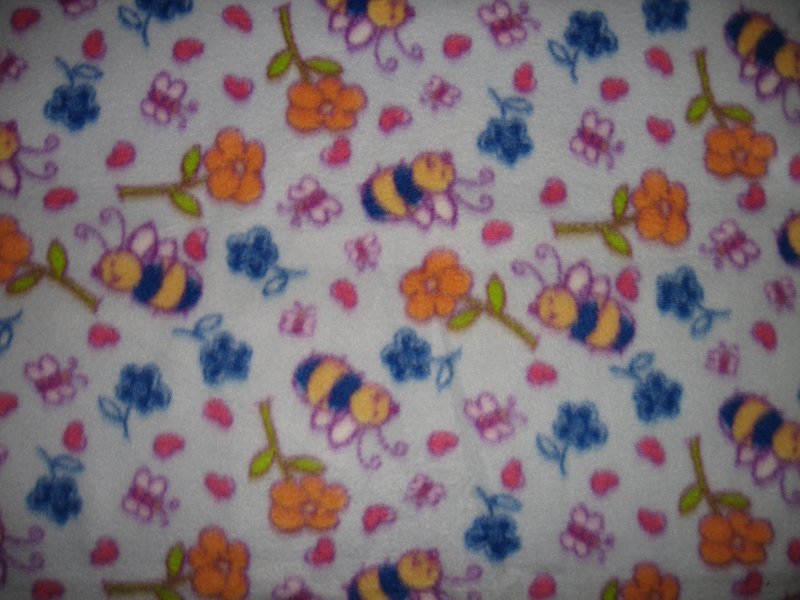 Bee fleece baby blanket honey insect flower garden light blue
