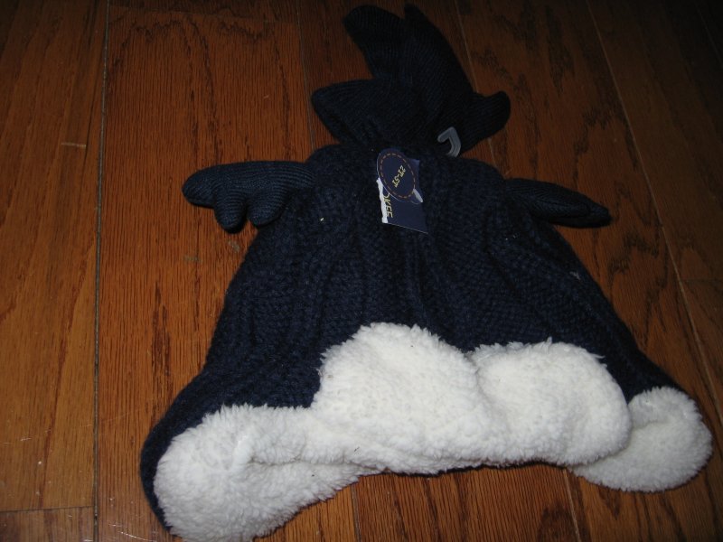 Image 0 of Moose knit Winter child blue Hat new super soft size 2T-5T /